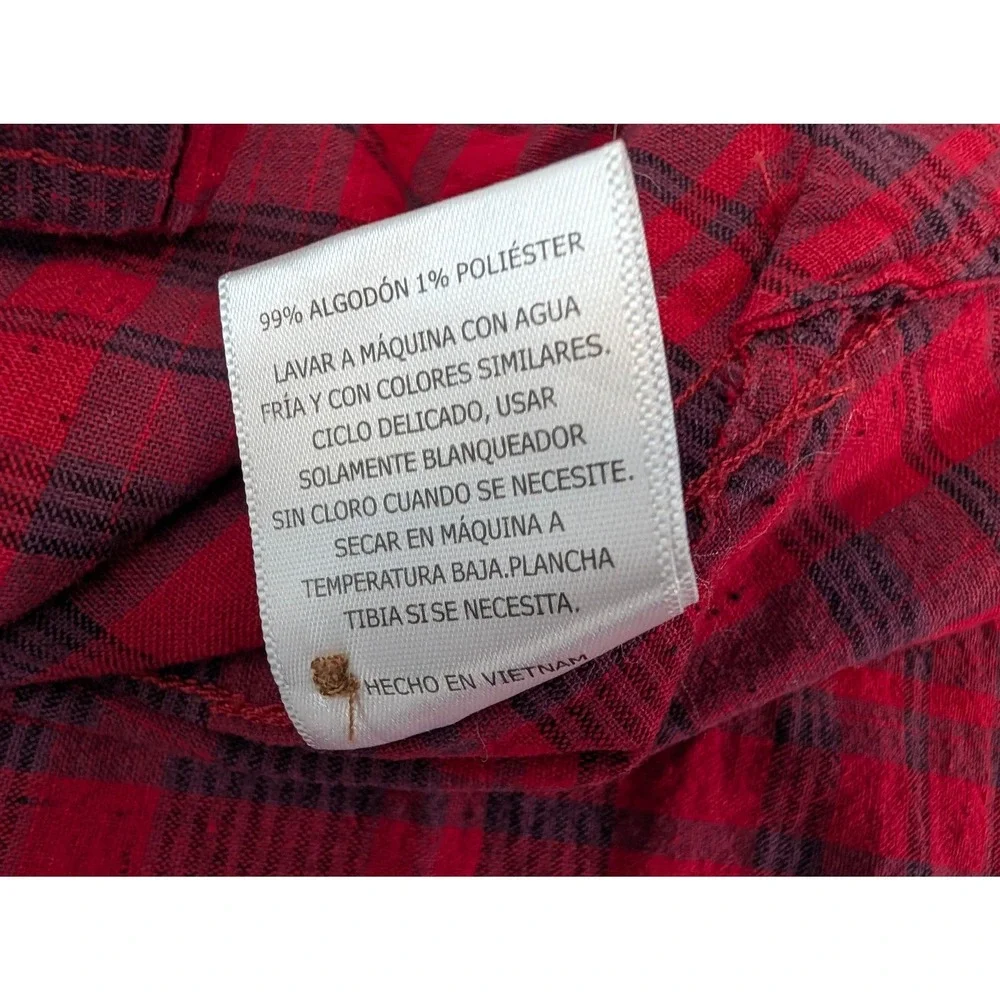 Levi's Plaid Short Sleeve Button Up Shirt Men's M Red Black Cotton Casual Preppy